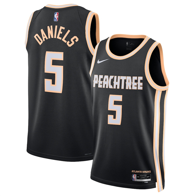 Men's Atlanta Hawks #5 Dyson Daniels Black 2025/26 City Edition Stitched Jersey